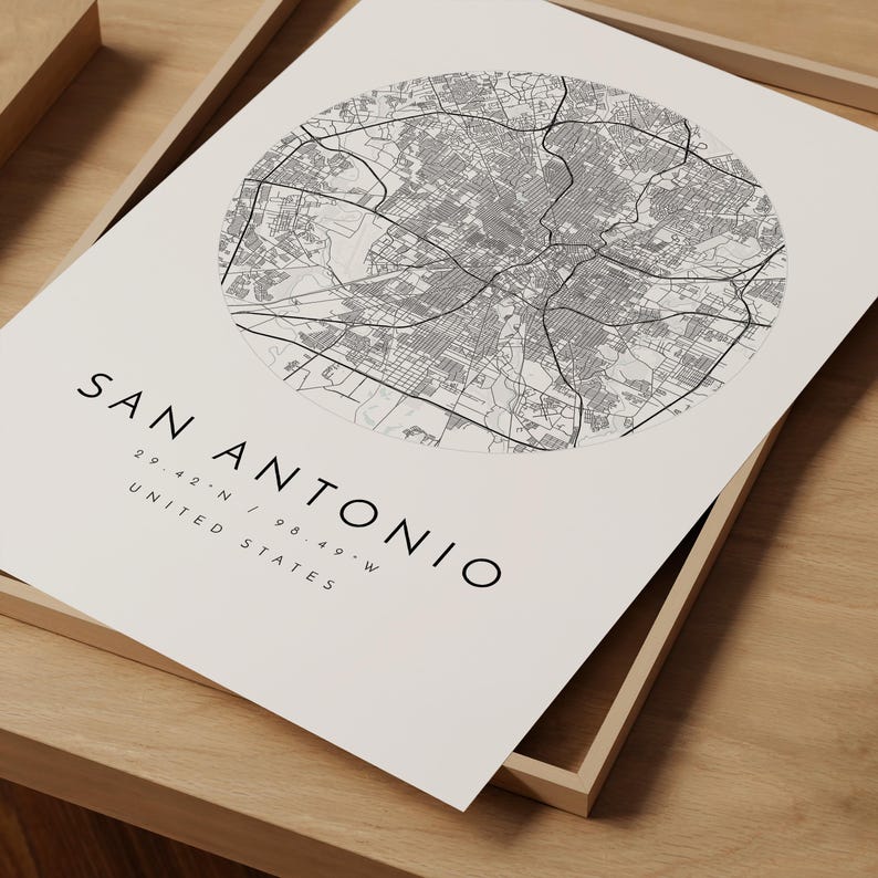 San Antonio Map, Minimalist Map, San Antonio Print, San Antonio Poster, San Antonio Art, Modern Map Print, Map of San Antonio, San Antonio image 9