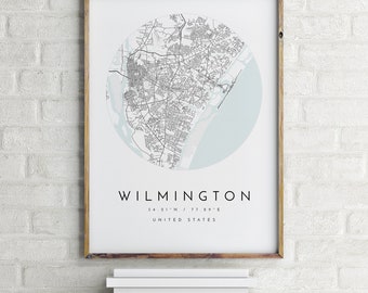 Wilmington Map, Wilmington, North Carolina, City Map, Home Town Map, Wilmington Print, wall art, Map Poster, Minimalist Map Art, mapologist