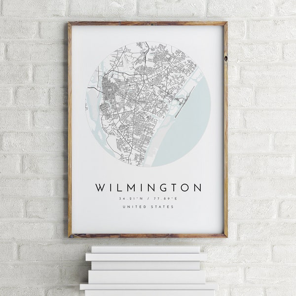 Wilmington Map, Wilmington, North Carolina, City Map, Home Town Map, Wilmington Print, wall art, Map Poster, Minimalist Map Art, mapologist