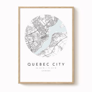 Quebec City, Canada Map Print, Modern Minimalist Wall Art, Quebec City Poster, Urban Map print