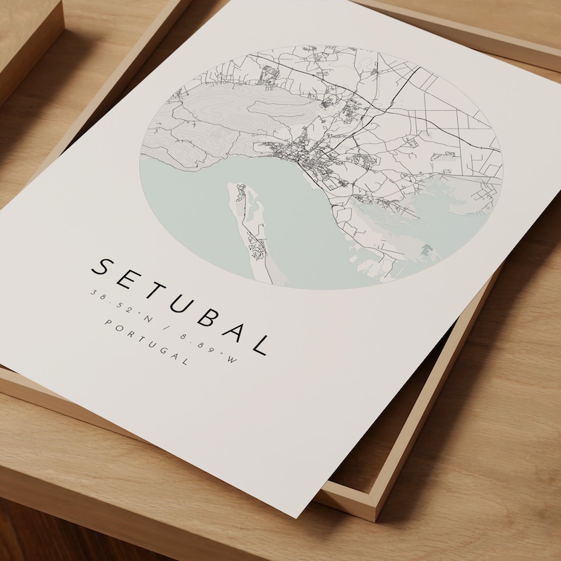 Setubal Map Poster: Minimalist City Art (Fine Matte Paper) image 9