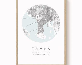 Mapa miasta Tampa, wydruk Tampa, plakat Tampa, mapa Tampa, mapa Tampa, plakat z mapą Tampa, mapa miasta Tampa, grafika ścienna Tampa, mapa miasta Tampa na Florydzie