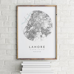 Carte de Lahore, Lahore, Pakistan, carte de la ville, carte de la ville natale, impression de Lahore, art mural, carte affiche, art de la carte minimaliste, mapologiste, cadeau