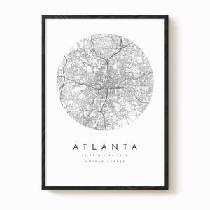 Modern Atlanta Map Print - Minimalist City Wall Art image 2