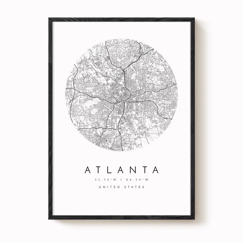 Modern Atlanta Map Print - Minimalist City Wall Art image 2