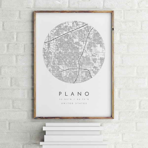 Plano Map, Plano, Texas, City Map, Home Town Map, Plano Print, wall art, Map Poster, Minimalist Map Art, mapologist, gift