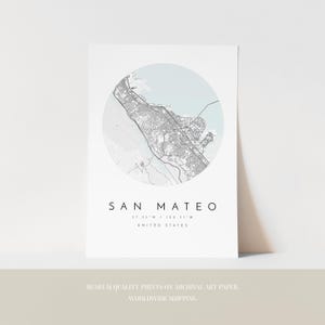 San Mateo Map Print: Modern Minimalist Wall Art (Fine Matte Paper) image 3