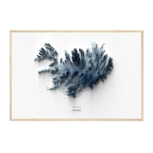 Mapa da Islândia, impressão de mapa de elevação, arte do mapa, paisagem da Islândia, arte geológica, arte topográfica, mapa do terreno, mapa geológico, arte do mapa, Islândia