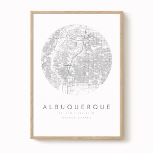 Albuquerque, New Mexico Map Print, Modern Minimalist Wall Art, Albuquerque Poster, Urban Map print