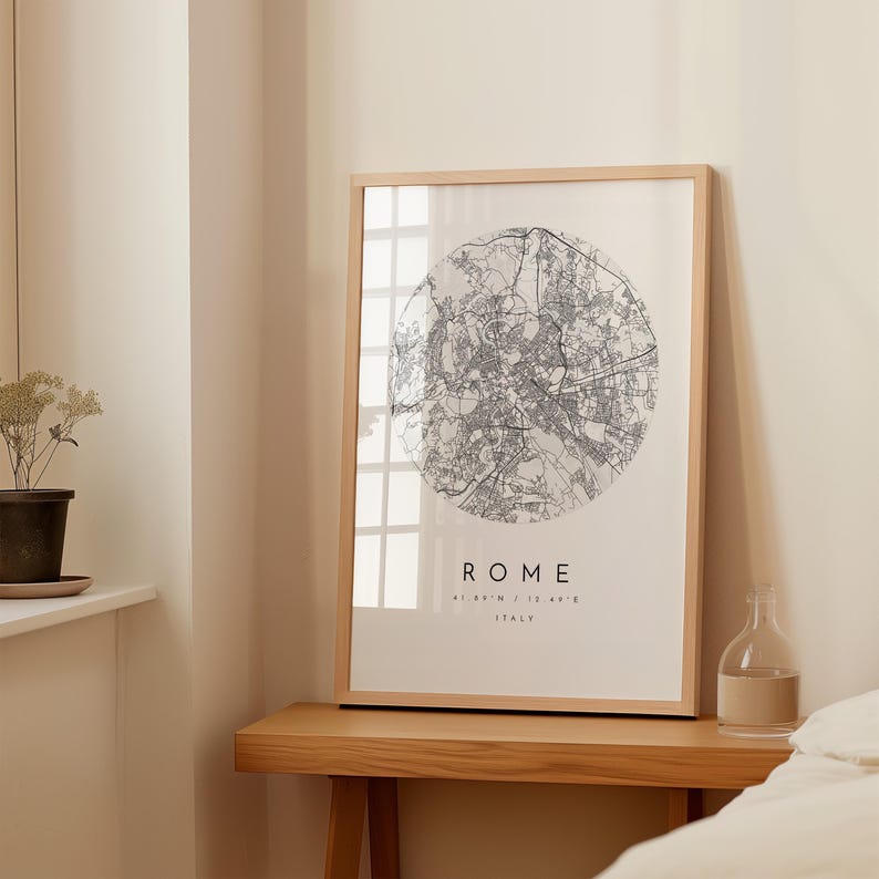 Rome Map, Rome Print, Rome Poster, Rome Art, Modern Map Print, Map of Rome, Rome, Rome City Map, City of Rome Map image 5