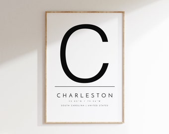 Charleston, SC, Typographic print, digital poster, Charleston SC, wall art, digital wall art, download poster, printable art, print at home