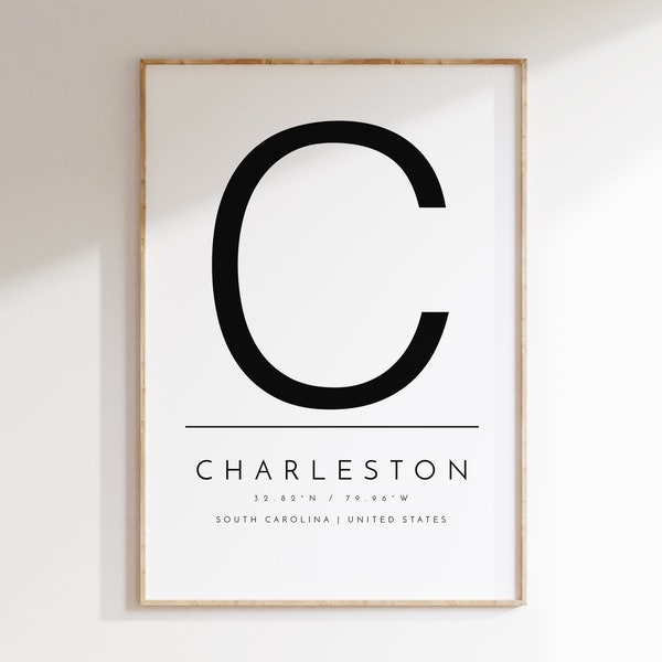 Charleston, SC, Typographic print, digital poster, Charleston SC, wall art, digital wall art, download poster, printable art, print at home