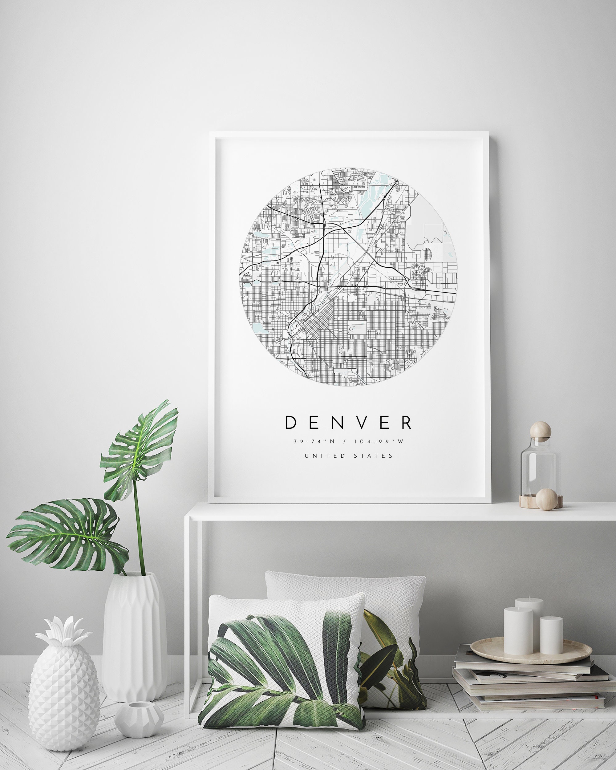 Denver Map Minimalist Map Denver Print Denver Poster Etsy