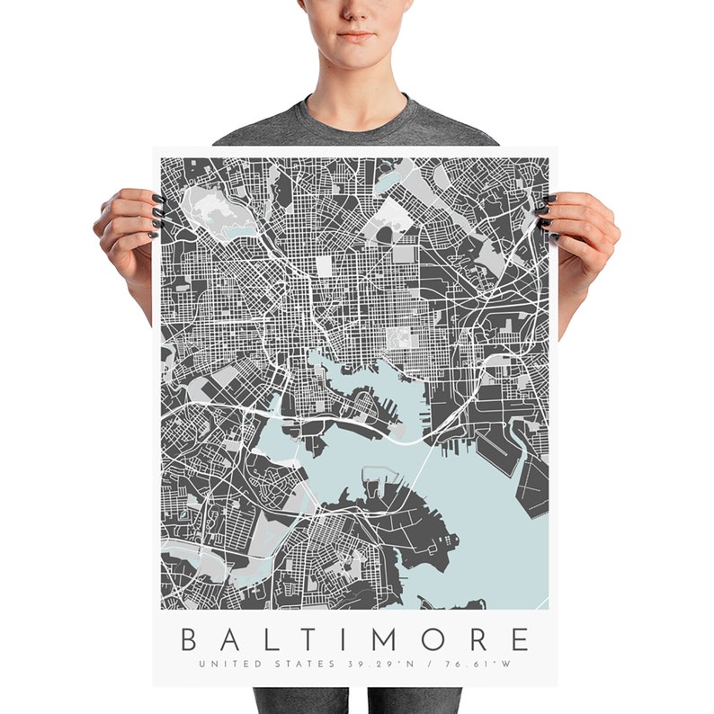 City Map Baltimore Map Print Baltimore Print Baltimore Map - Etsy