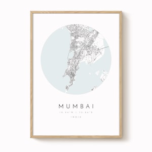 Mumbai Map Art Print: Clean Modern Design (Matte Paper, Various Sizes)