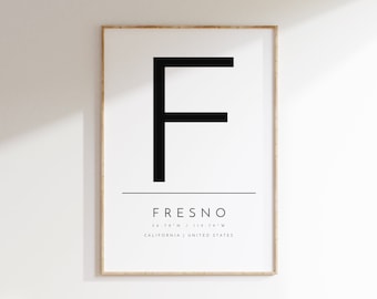 Fresno, California, Typographic print, digital poster, Fresno, CA , digital wall art, download poster, printable art, print at home