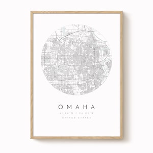 Omaha, Nebraska Map Print, Modern Minimalist Wall Art, Omaha Poster, Urban Map print
