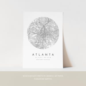 Modern Atlanta Map Print - Minimalist City Wall Art image 3