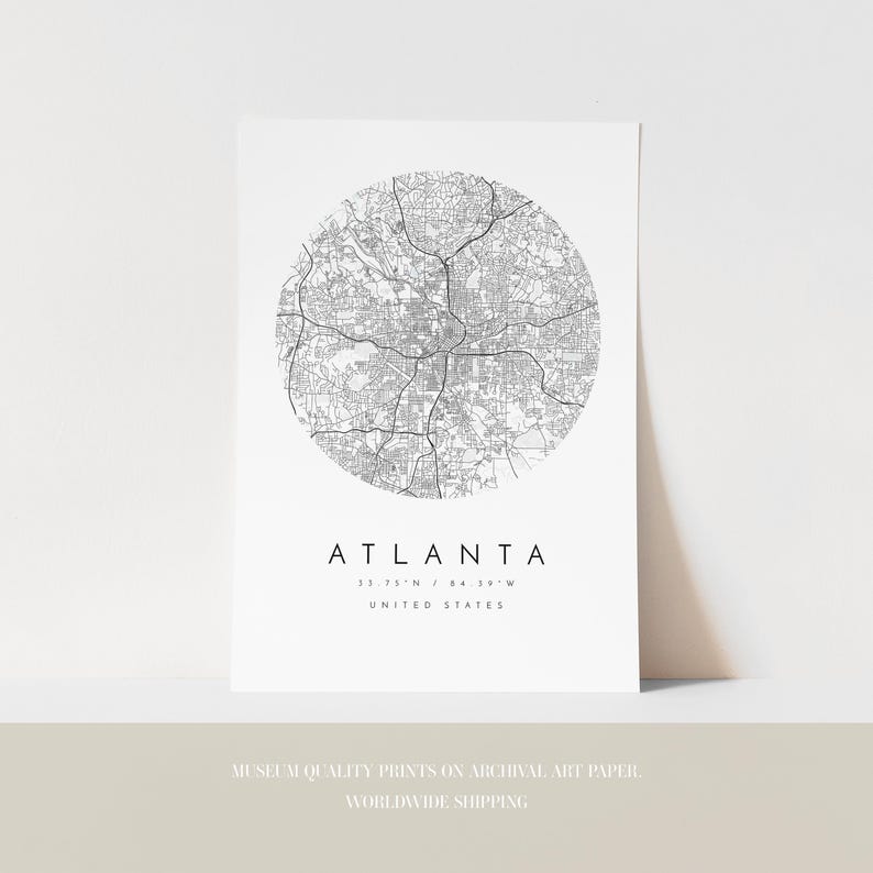 Modern Atlanta Map Print - Minimalist City Wall Art image 3