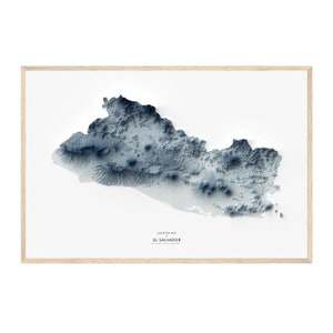Mapa de El Salvador, impressão de mapa de elevação, arte de mapa, paisagem de El Salvador, arte geológica, arte topográfica, mapa de terreno, mapa geológico, arte de mapa
