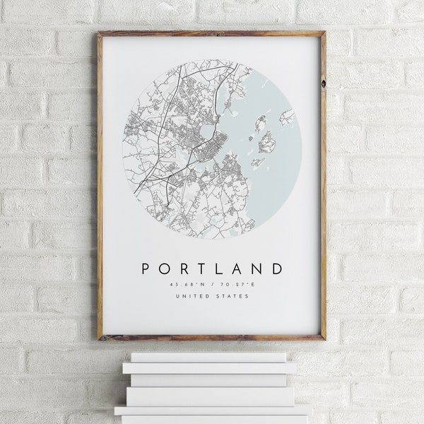 Carte de Portland, Portland, Maine, carte de la ville, carte de la ville natale, impression de Portland, art mural, carte affiche, art de la carte minimaliste, mapologiste, cadeau