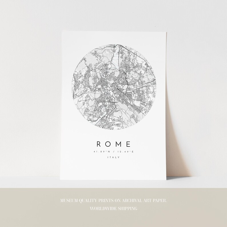 Rome Map, Rome Print, Rome Poster, Rome Art, Modern Map Print, Map of Rome, Rome, Rome City Map, City of Rome Map image 3