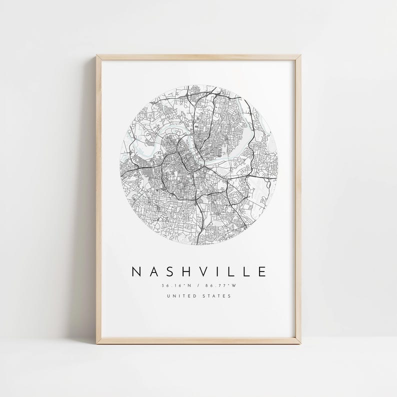 Nowoczesny wydruk mapy Nashville – neutralne kolory na matowym papierze zdjęcie 10