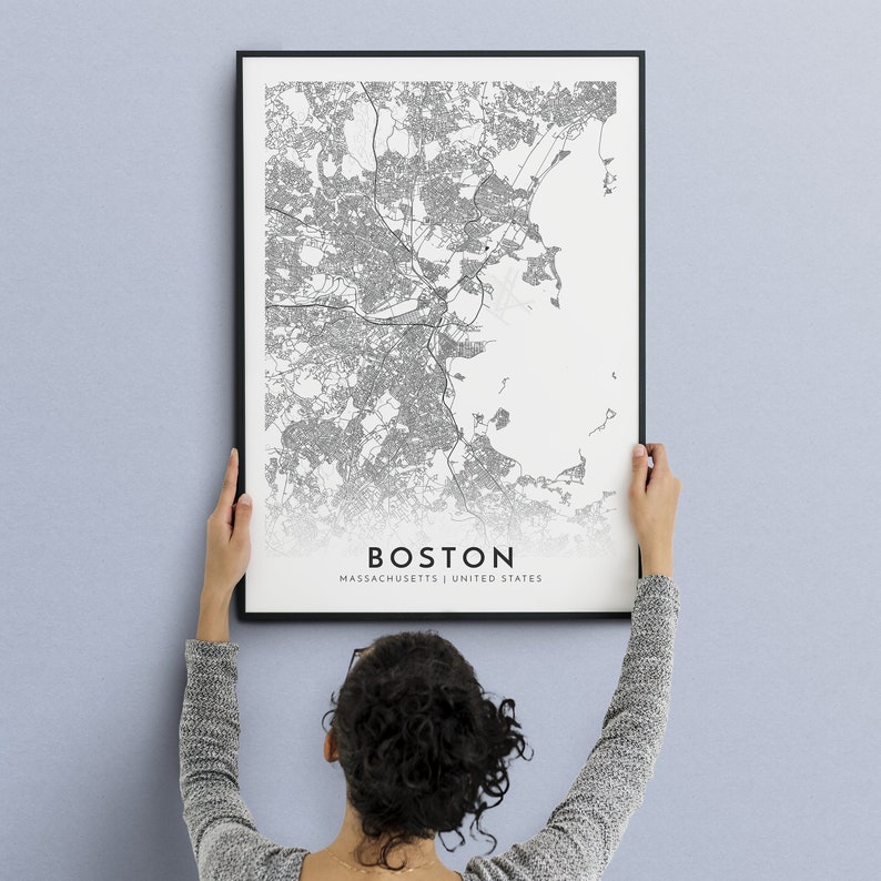 City Map Boston Map of Boston Map Poster Town Map Poster - Etsy UK