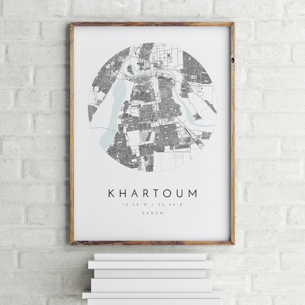 Kaart van Khartoum, Khartoum, Soedan, Stadskaart, Home Town Map, Khartoum Print, kunst aan de muur, Kaart Poster, Minimalistische Kaart Kunst, mapologist, cadeau