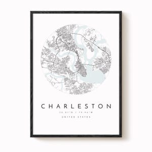Charleston Wall Art Print: Modern City Map (8x10 to 24x36 inches) image 2