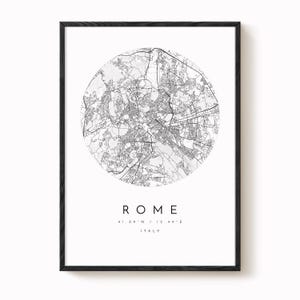 Rome Map, Rome Print, Rome Poster, Rome Art, Modern Map Print, Map of Rome, Rome, Rome City Map, City of Rome Map image 2