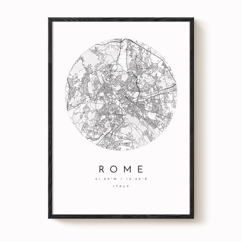 Rome Map, Rome Print, Rome Poster, Rome Art, Modern Map Print, Map of Rome, Rome, Rome City Map, City of Rome Map image 2