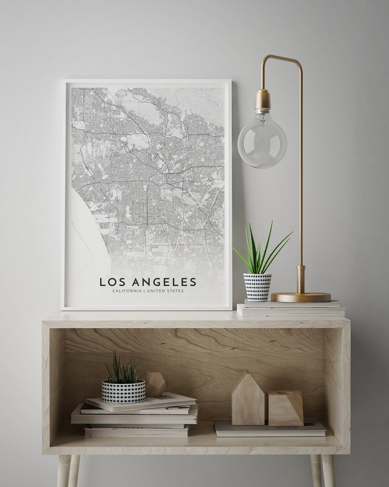 Town Map Poster Los Angeles Minimalist Map Los Angeles Wall Etsy