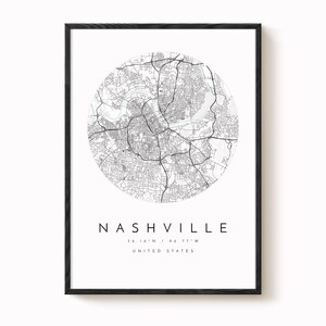 Nowoczesny wydruk mapy Nashville – neutralne kolory na matowym papierze zdjęcie 2