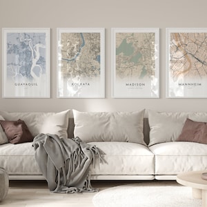 Personalized Map Print, Set of Four, Map Prints, Custom Locations, City Map, Custom Map, Home Town Map, City Map, Personalize map, map art