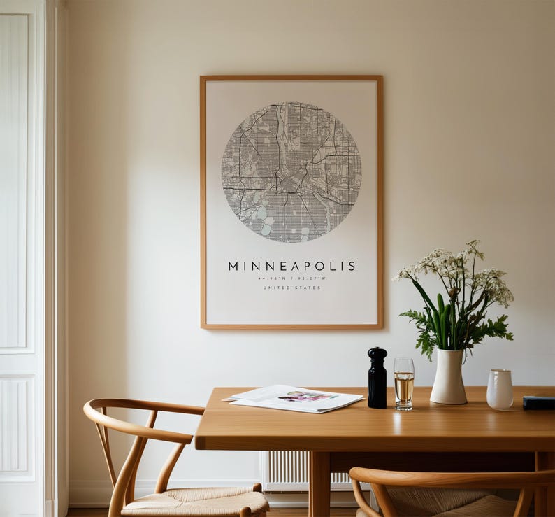 Minneapolis City Map Print: Modern Blue Grey Wall Art image 8