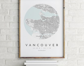 Vancouver Map, Minimalist Map, Vancouver Print, Vancouver Poster, Vancouver Art, Modern Map Print, Map of Vancouver, Vancouver City Map Art