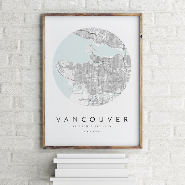 Vancouver Map, Minimalist Map, Vancouver Print, Vancouver Poster, Vancouver Art, Modern Map Print, Map of Vancouver, Vancouver City Map Art