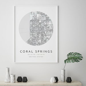 Coral Springs Map, Coral Springs, Florida, City Map, Home Town Map, Coral Springs Print, Wall ...