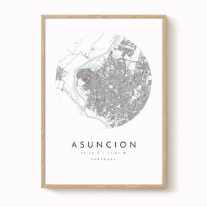 Asuncion, Paraguay Map Print, Modern Minimalist Wall Art, Asuncion Poster, Urban Map print