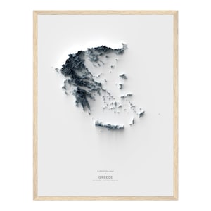 Griechenland Karte, Höhe Karte Drucken, Kartengrafik, Griechenland Landschaft, Geologiekunst, topografische Kunst, Geländekarte, geologische Karte, Kartenkunst