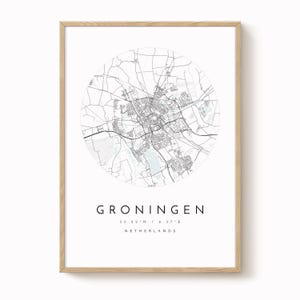 Groningen Map Print: Contemporary Netherlands City Art (Matte Paper)