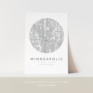 Minneapolis City Map Print: Modern Blue Grey Wall Art image 3