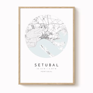 Setubal Map Poster: Minimalist City Art (Fine Matte Paper) image 1