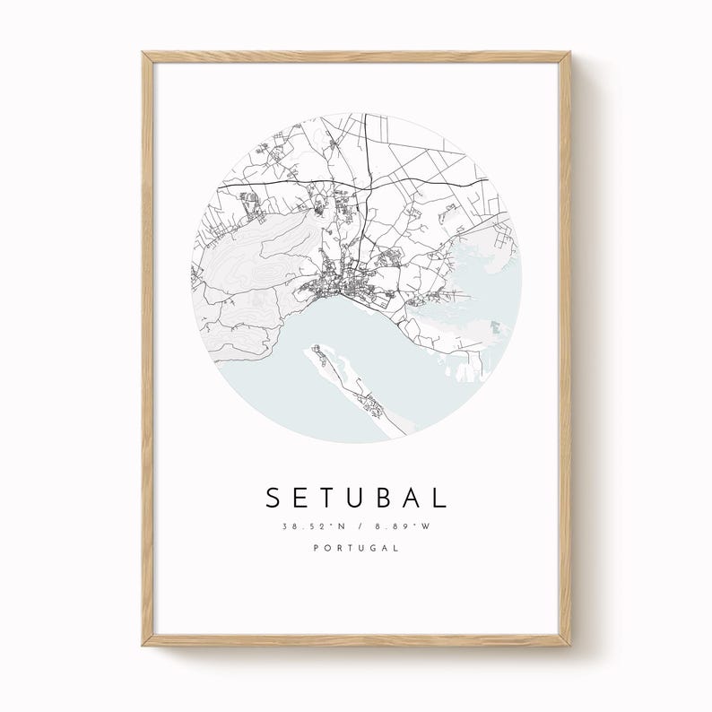 Setubal Map Poster: Minimalist City Art (Fine Matte Paper) image 1