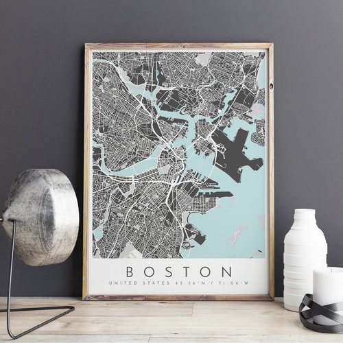 City Map Print Boston Map Print Boston Print Boston Map Etsy UK