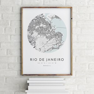 Mapa de Río de Janeiro, Río de Janeiro, Brasil, Mapa de la ciudad, Mapa de la ciudad natal, Impresión de Río de Janeiro, arte de pared, Póster de mapa, Arte de mapa minimalista, regalo