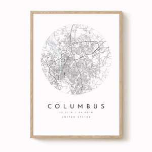 Columbus Map, Columbus, Georgia, City Map, Home Town Map, Columbus Print, wall art, Map Poster, Minimalist Map Art, mapologist, gift