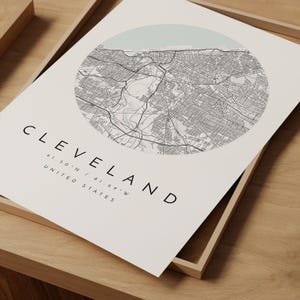 Stampa mappa di Cleveland: design minimalista grigio-blu - carta opaca immagine 9