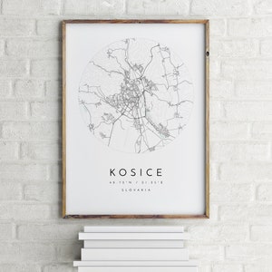 Kosice Map, Kosice, Slovakia, City Map, Home Town Map, Kosice Print, wall art, Map Poster, Minimalist Map Art, mapologist, gift